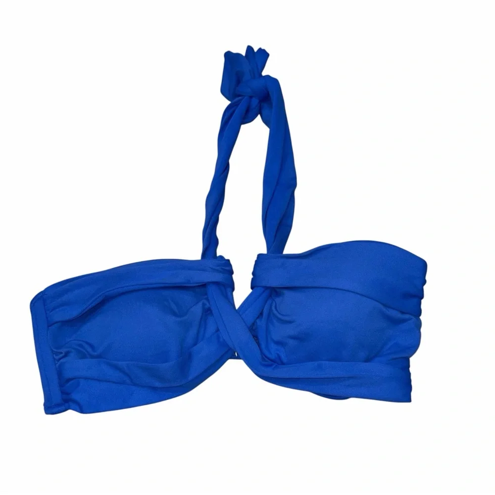 Seafolly Royal Blue Flower Festival Bandeau Halter Bikini size 14